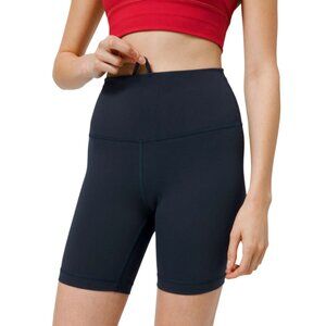 Lululemon Wunder Train Bike Shorts Womens 14 Navy Blue High Rise Waist 6" Inseam